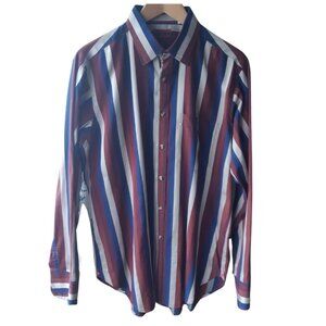 PRIVATE STOCK by HATHAWAY SZ L Striped Long Sleeve Button Up Men's Shirt